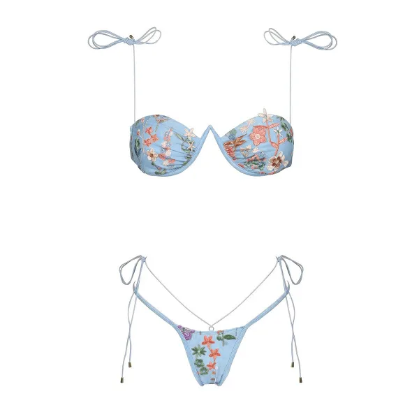 Embroidered Two-Piece Bikini Set