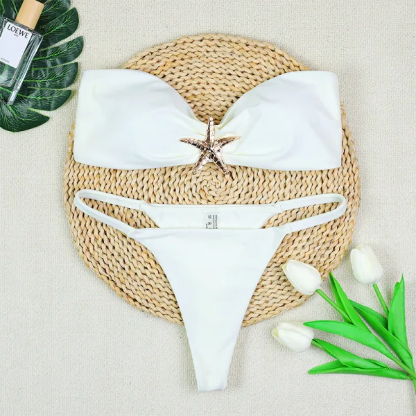 Minimalist Bandeau Bikini with Low-Rise Bottoms