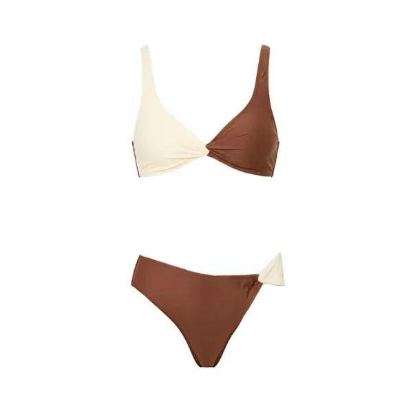 Color-Block Bikini and Skirt Ensemble