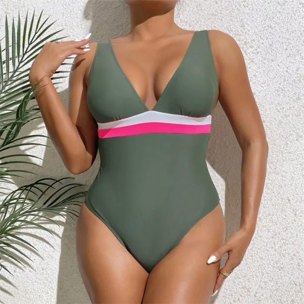 Stitched Backless One-Piece Swimsuit