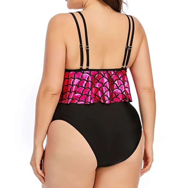 Scale Print High-Waist Bikini with Ruffled Details