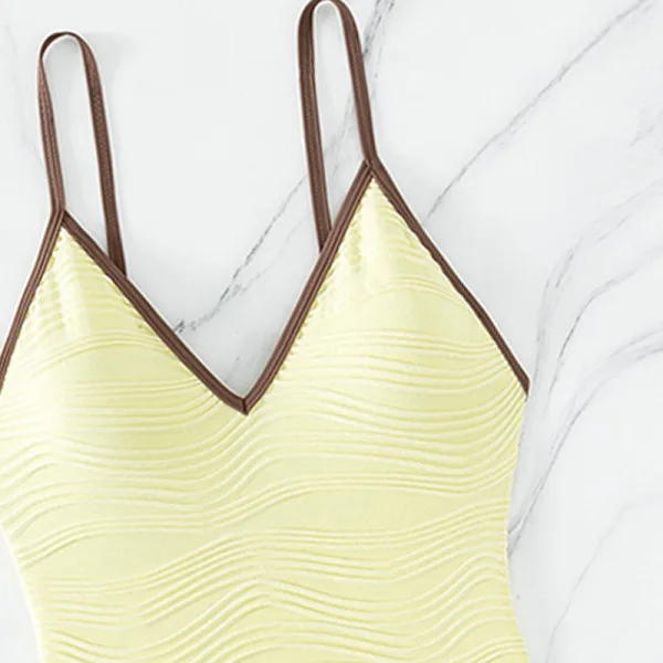 Classic One-Piece Swimsuit in Soft Yellow