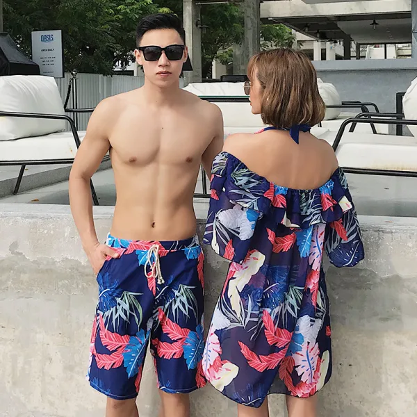 Azure Three-Piece Bikini and Sarong Skirt Set