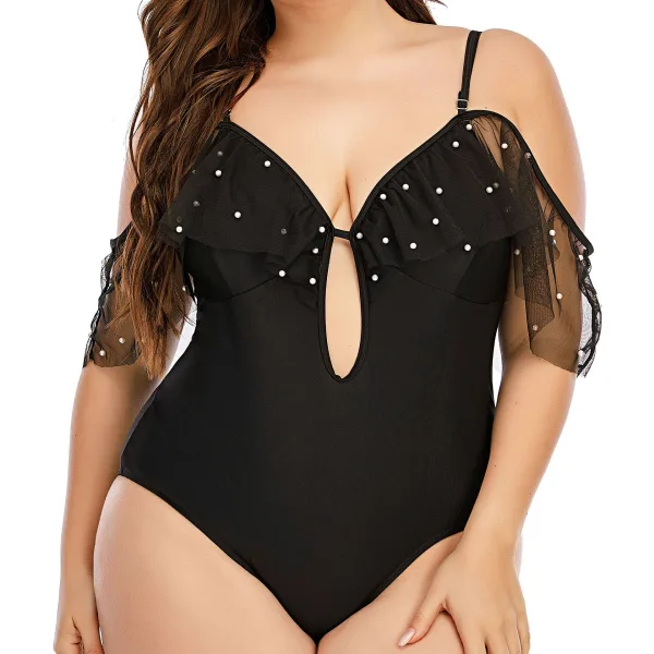 Adelaide Ruffled Deep V One-Piece Swimsuit