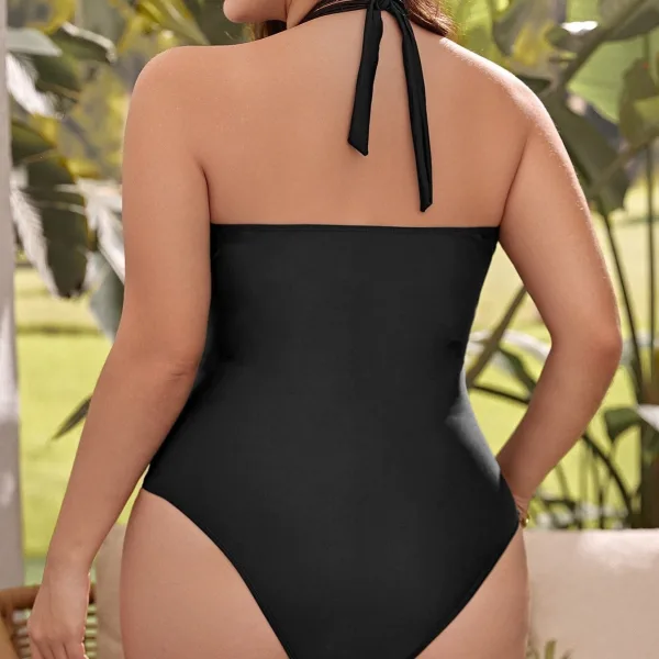 Solid Halter-Neck One-Piece Swimsuit