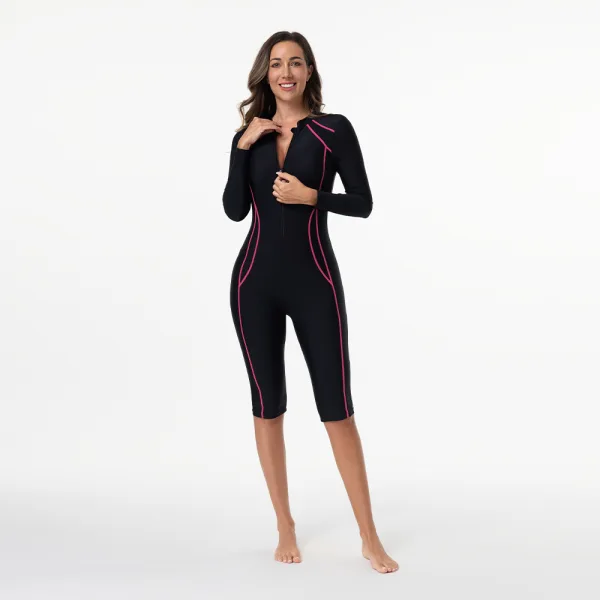 Long-Sleeve One-Piece Swimsuit with Capri-Length Coverage