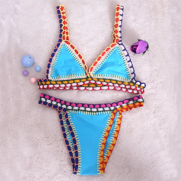 Coastal Knit Bikini Set with Delicate Strappy Detail