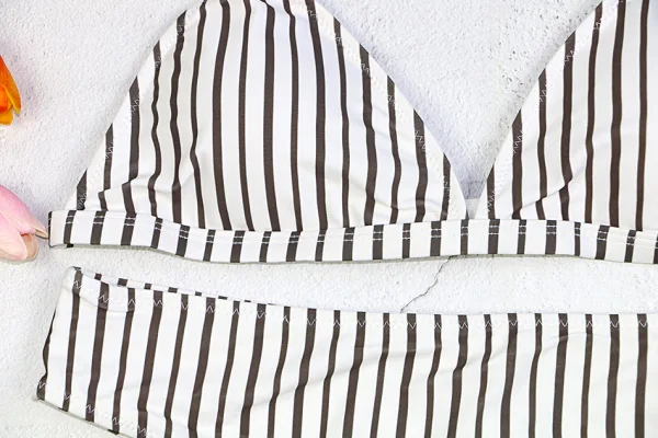 Striped Split-Neck Low-Rise Bikini Set
