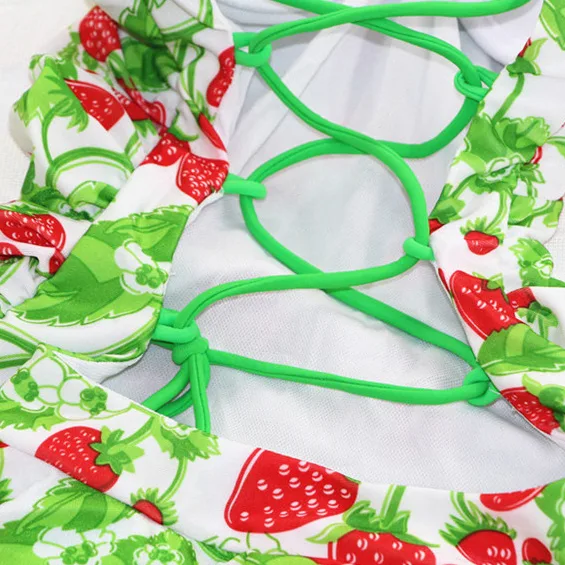 Strawberry Print Cross-Back One-Piece Swimsuit