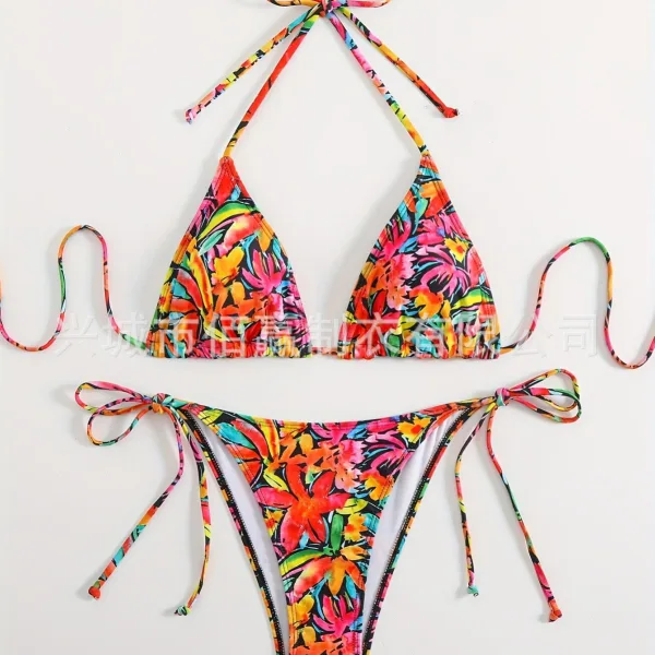 Floral Print Halter-Neck Bikini Set