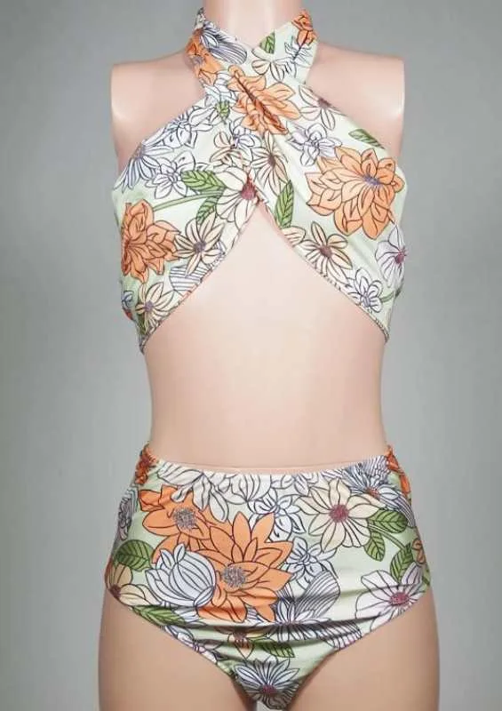 Floral High-Waist One-Piece Swimsuit