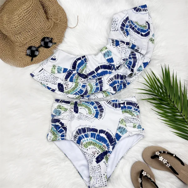 Lotus One-Shoulder Ruffle Bikini Set