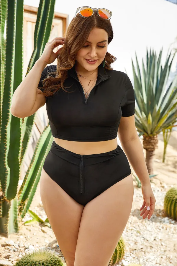Luna Long-Sleeve Zipper Bikini Set