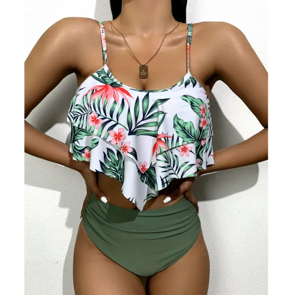Verdant Print High-Waist Bikini Set