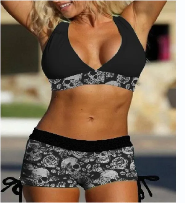 Skull Print Bikini Set in Classic Cut