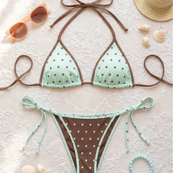 Retro Polka-Dot Bikini with Backless Cut