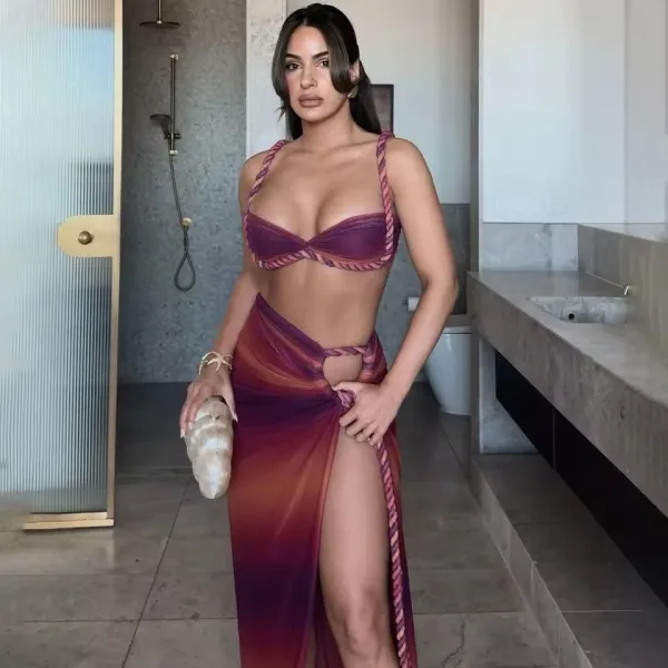 Braided Detail Three-Piece Bikini Set