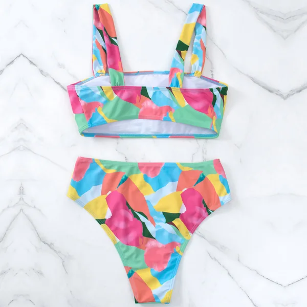 Multicolor High-Waist Bikini Set