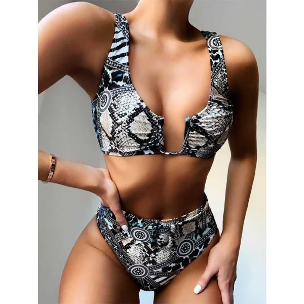 Serpentine U-Neck Two-Piece Bikini Set