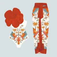 White Red Flower Suit