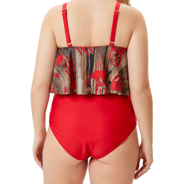 Ruffled High-Waist Bikini Set in Red