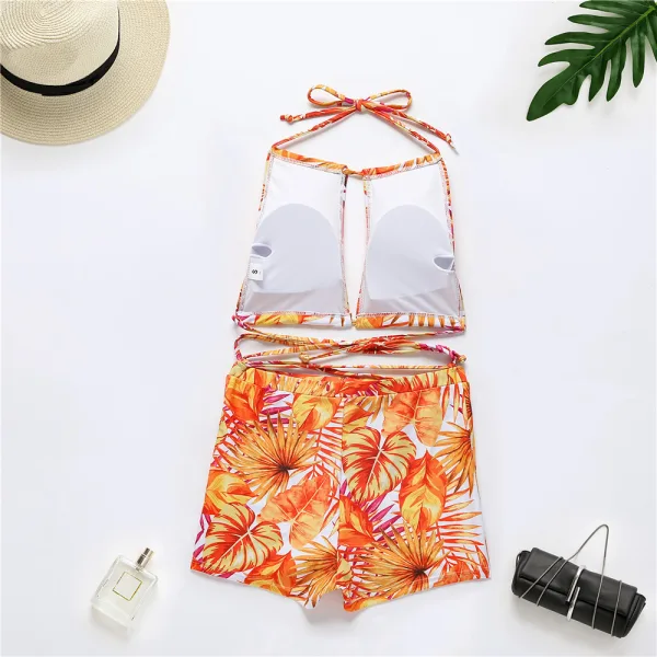 Tropical Print Cross-Front Bikini Set