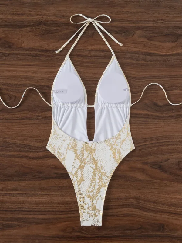 One-Piece Swimsuit With Lace-Up Detailing
