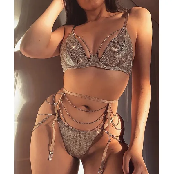 Aurelia Rhinestone Mesh Bandeau Bikini Set