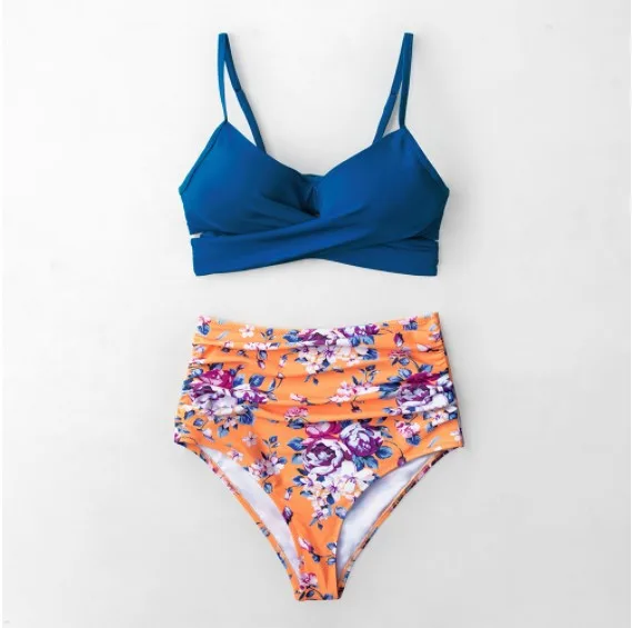 Heart Neckline High-Waist Two-Piece Bikini