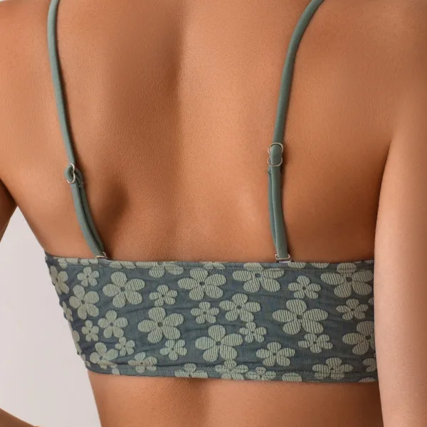 Printed Thong Bikini Set with Backless Detail