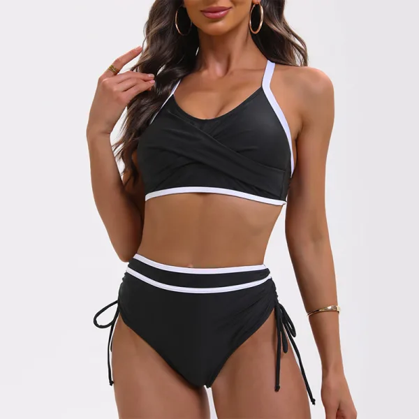 Lace-Up High-Waist Bikini Set