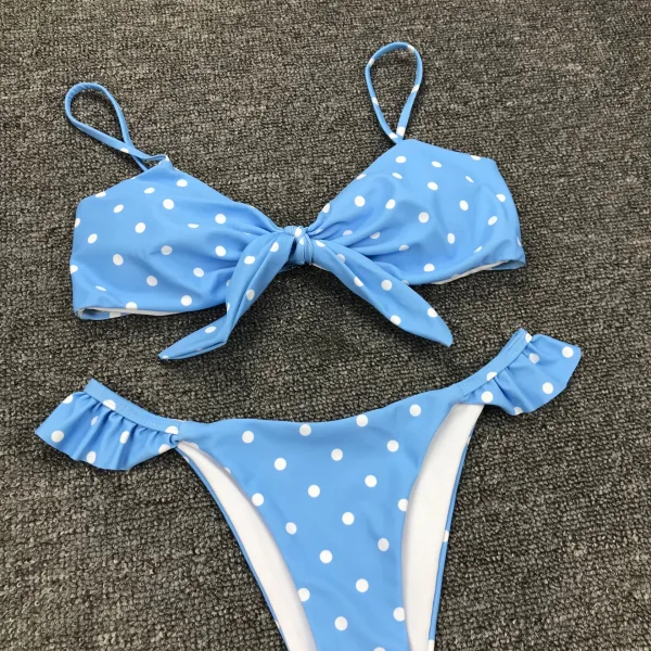 Polka Dot Ruffled Bikini Set