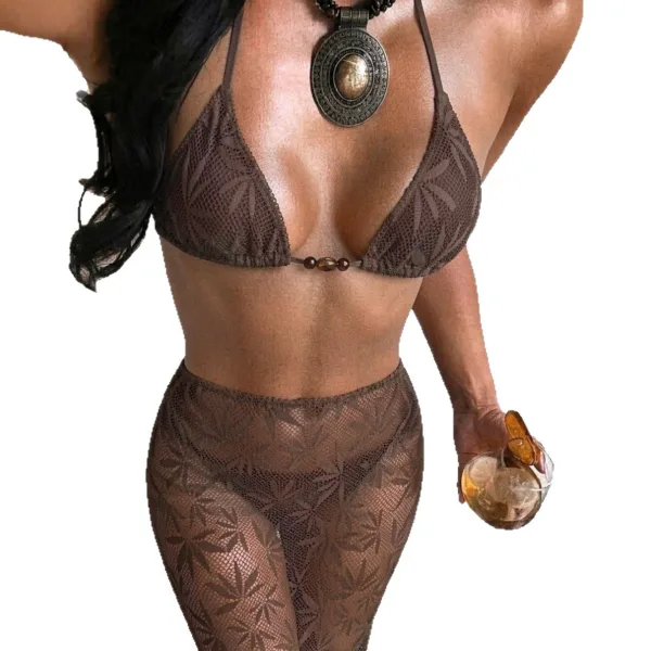 Sereia Solid-Color Two-Piece Bikini Set with Skirt