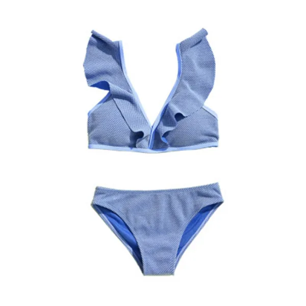 Solid Colour Gathered Bikini Set