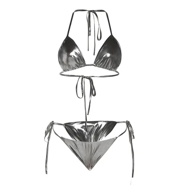 Lace-Up Halter Bikini Set