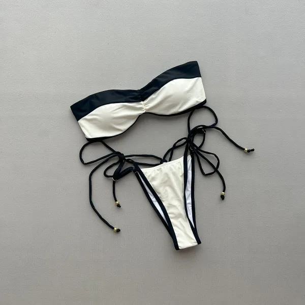 Spliced Colour-Block Bikini Set