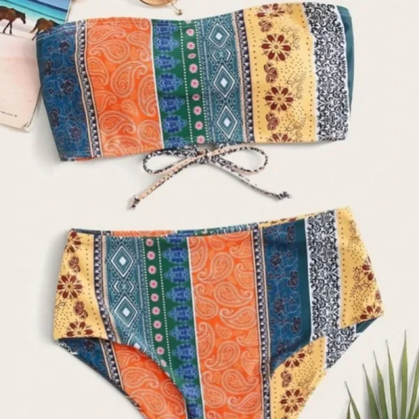 Printed Bikini Set with Flattop Silhouette