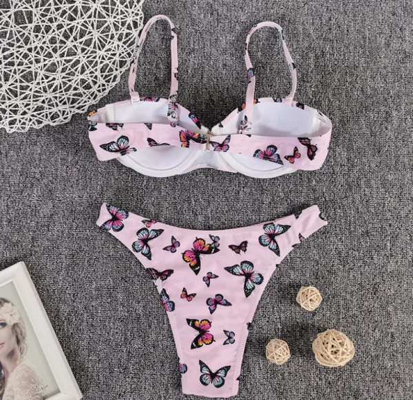 Butterfly Print Underwire Bikini Set