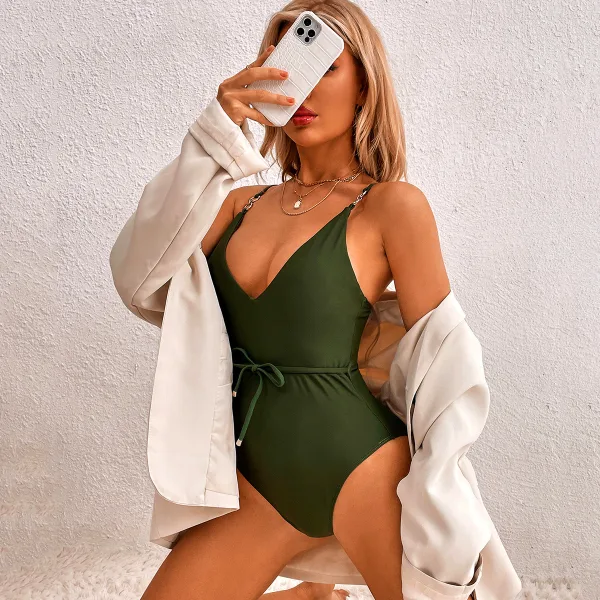 V-Neck Sling One-Piece Swimsuit