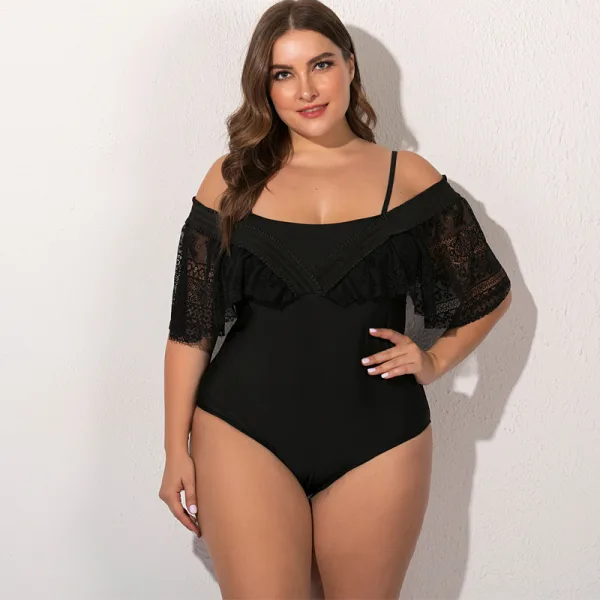 Black Webbing Detail One-Piece Swimsuit