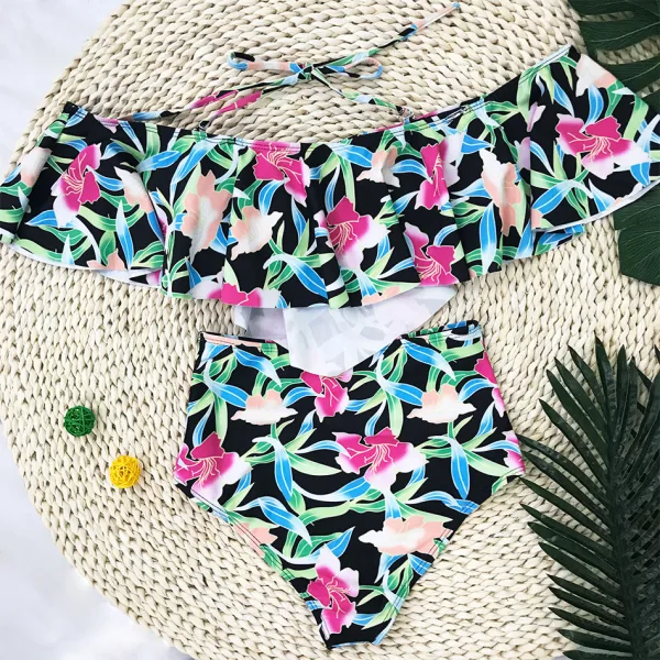 Off-The-Shoulder Ruffle Bikini Set
