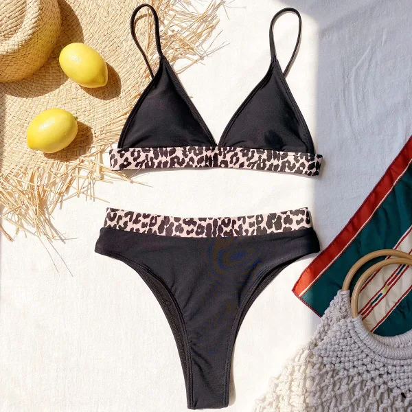 Leopard Print Bikini Set with Chest Pads