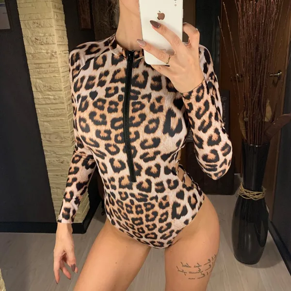 Leopard Print One-Piece Swimsuit