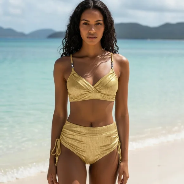 Metallic Backless Bikini Set