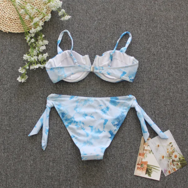 Tie-Dye V-Neck Bikini with Underwire Support