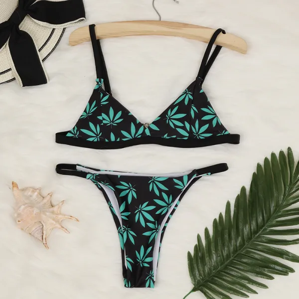 Serpentine Print Triangle Bikini Set