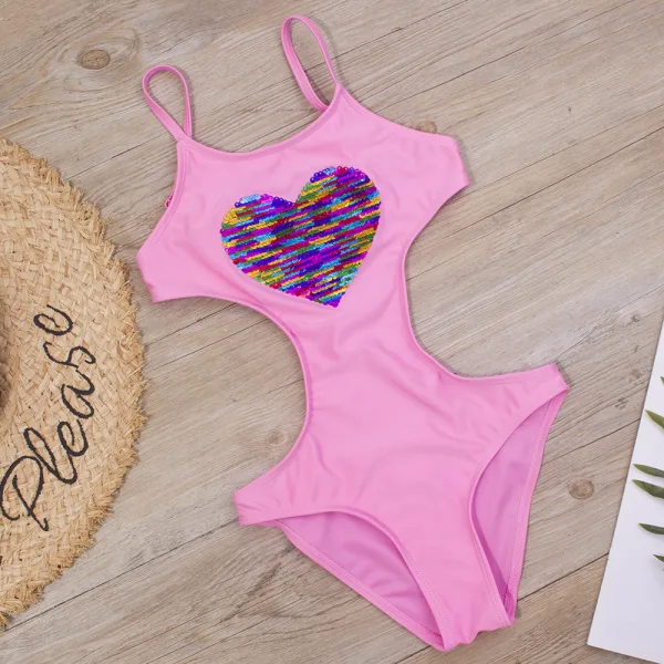 Heart Print One-Piece Swimsuit