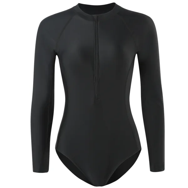 Long-Sleeve Zip-Front One-Piece Swimsuit