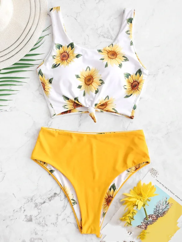 Sunflower Printed Two-Piece Bikini Set