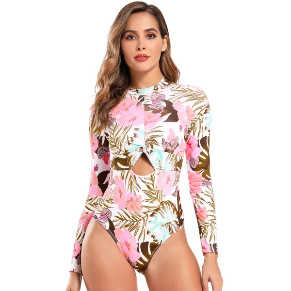 Printed One-Piece Surf Suit in White